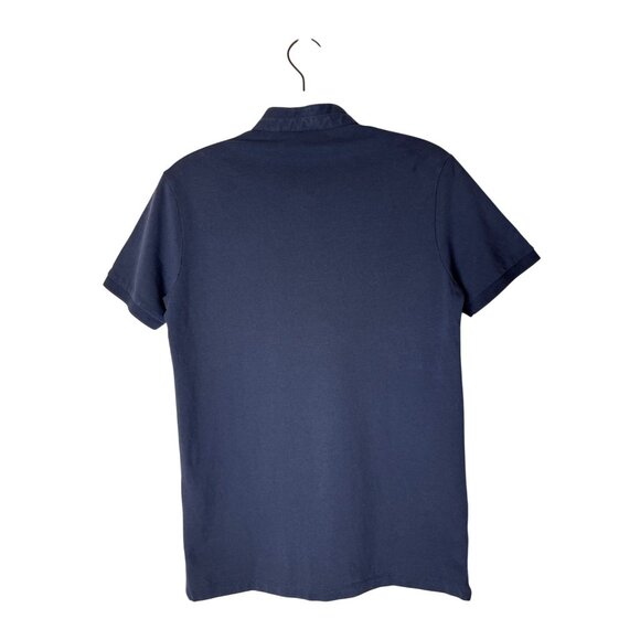 The Kooples Shirt Men XS Blue Cotton‎ Pique Logo Fitted Officer Collar Polo - Picture 2 of 12